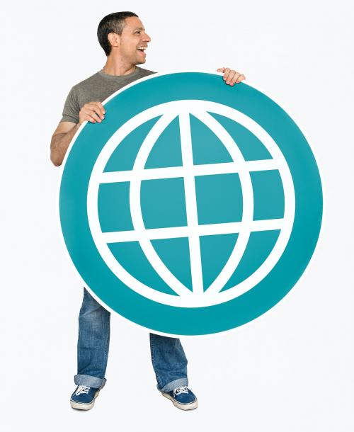 Man holding global connection icon - 468451