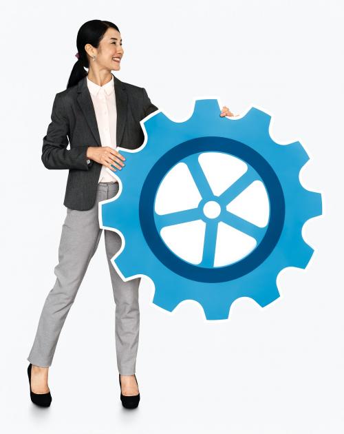 Japanese woman holding a cogwheel - 468456