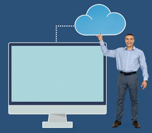 Businessman holding cloud computing icon - 468457