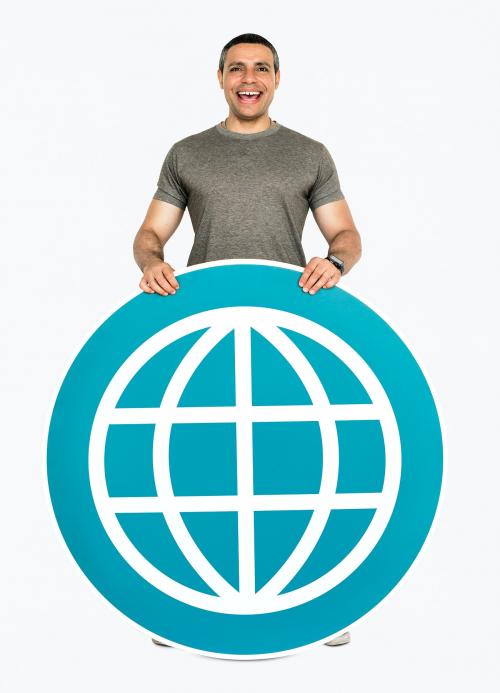 Man holding global connection icon - 468470