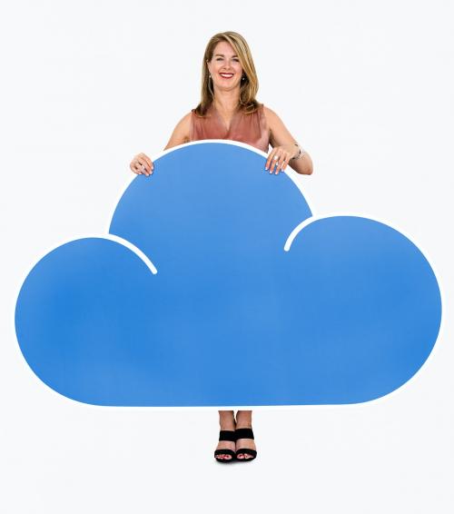 Woman holding a cloud computing icon - 468471