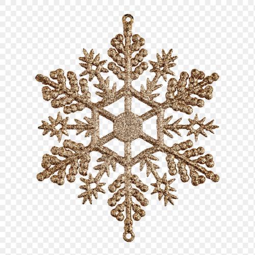 A gold snowflake Christmas ornament on transparent - 1231200