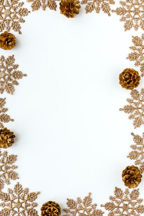 Festive golden snowflakes frame design - 1231221