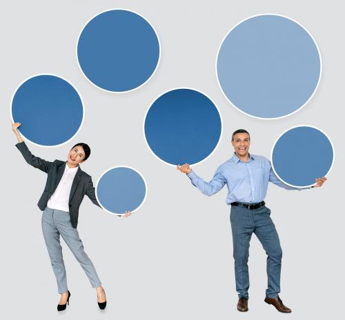 Business partners holding blank circles - 468474