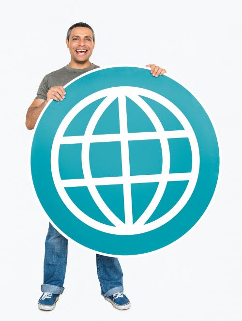 Man holding global connection icon - 468484