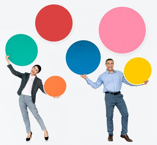 Business partners holding blank circles - 468486