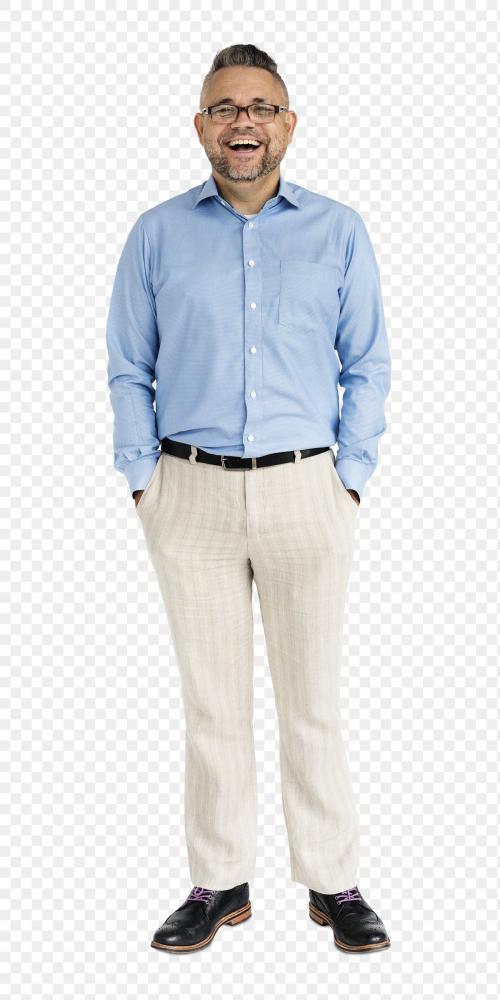 Happy businessman standing with his hands in the pocket transparent png - 1232521