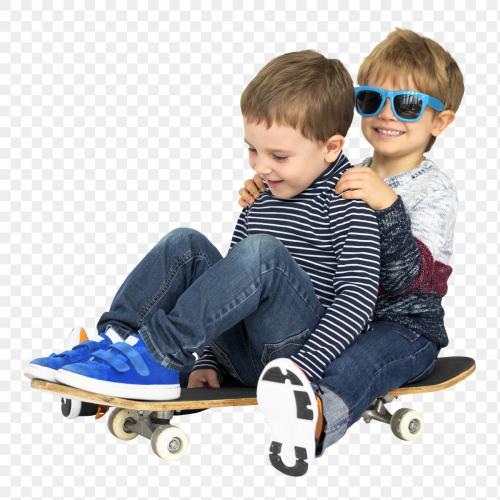 Happy kids on a skateboard transparent png - 1232540