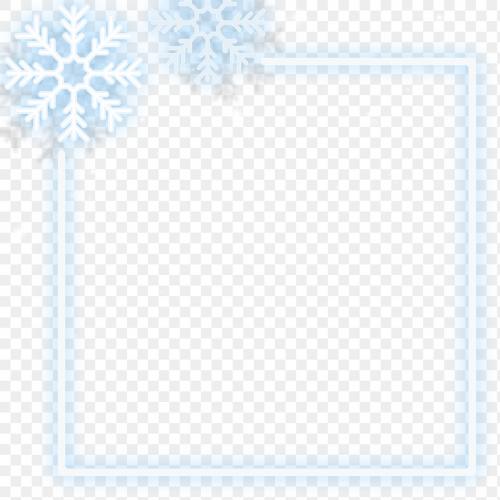 Blue neon frame decorated with snowflakes transparent png - 1233064