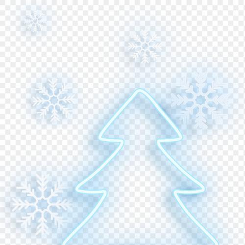 Blue neon Christmas tree transparent png - 1233138