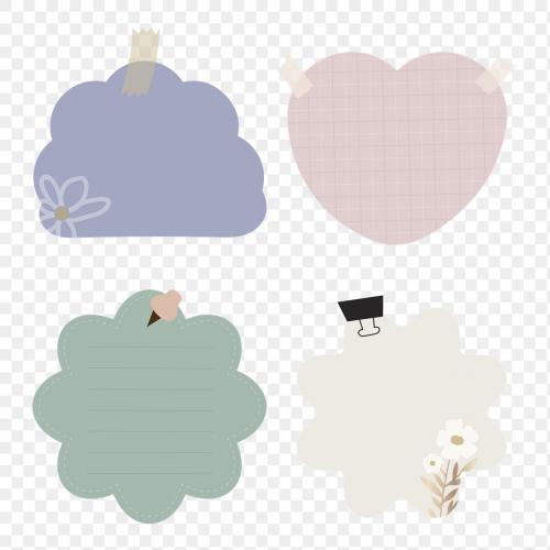 Set of different shape and color reminder notes on transparent - 1233192