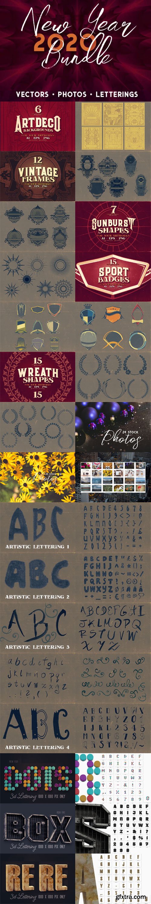 New Year 2020 Bundle [Vectors - Photos - Letterings]