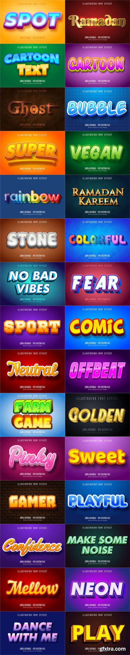 Cartoon Style Font Effect Bundle - 30 Premium Vector Graphics Vol.2