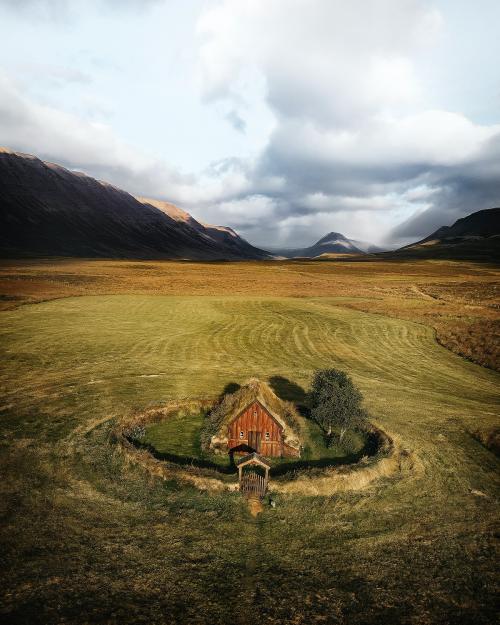 Drone view of Church Grafarkirkja, Iceland - 1234823