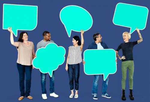 Group of people holding speech bubbles - 469246