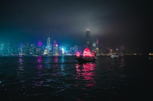 Junk ship sailing in a Victoria Harbor, Hong Kong - 843922