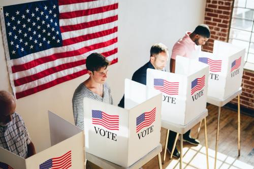 American at a polling booth - 1223754