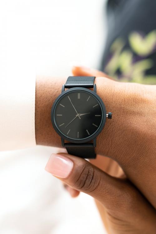 Closeup of a smartwatch on a woman's wrist - 1224248