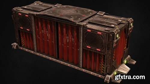 Sci Fi Cargo Bay VR / AR / Low-Poly 3D model