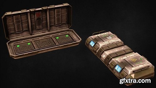 Sci Fi Cargo Bay VR / AR / Low-Poly 3D model