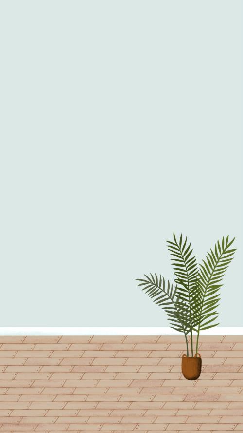 Houseplant sketch style mobile phone wallpaper illustration - 1227401