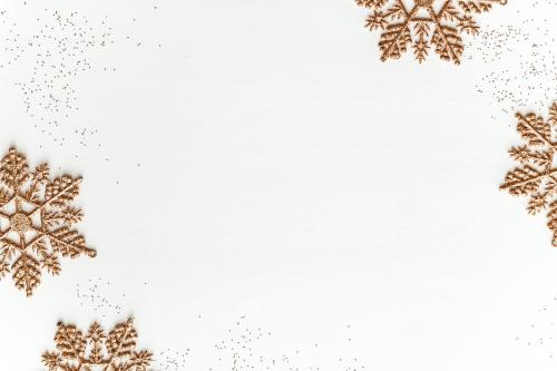 Festive golden snowflakes frame design - 1231278