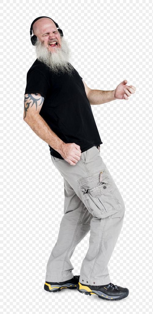 Tattooed man listening to music transparent png - 1232510