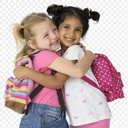 Happy little girls hugging transparent png - 1232512