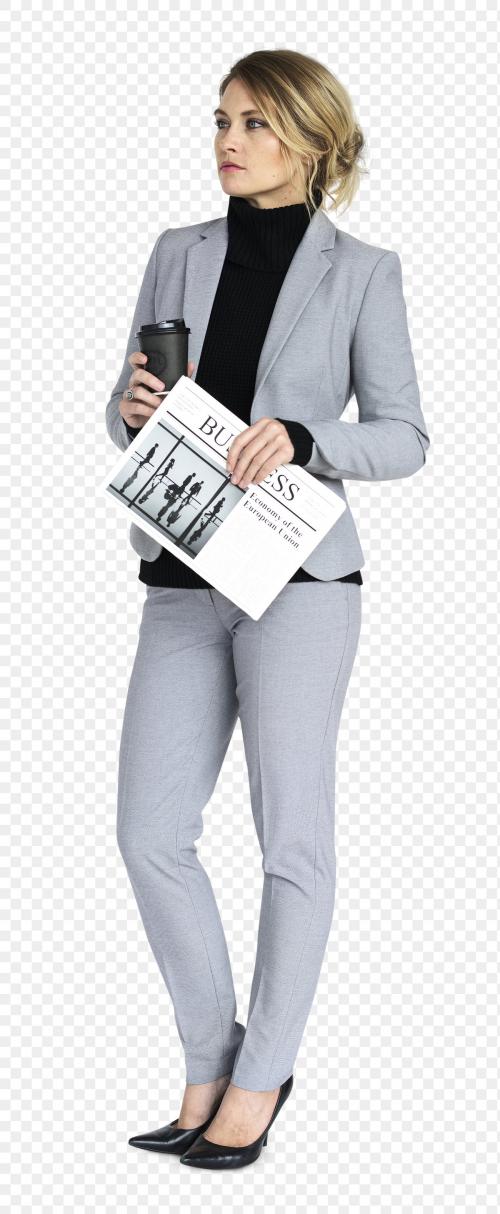 Businesswoman holding a newspaper transparent png - 1232531