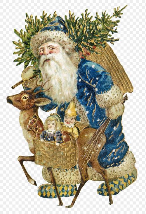 Santa Claus in a blue costume sticker transparent png - 1232977