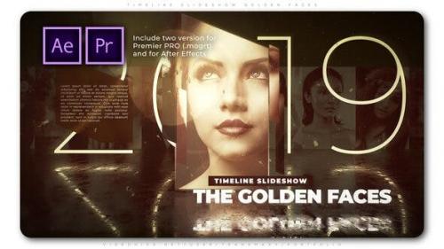 Videohive - Timeline Slideshow Golden Faces