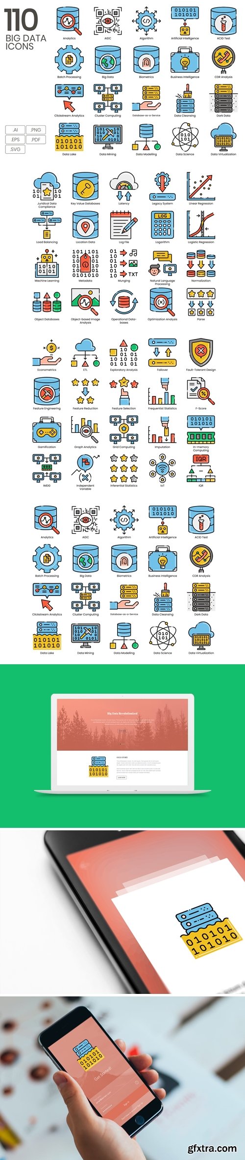 110 Big Data Line Icons