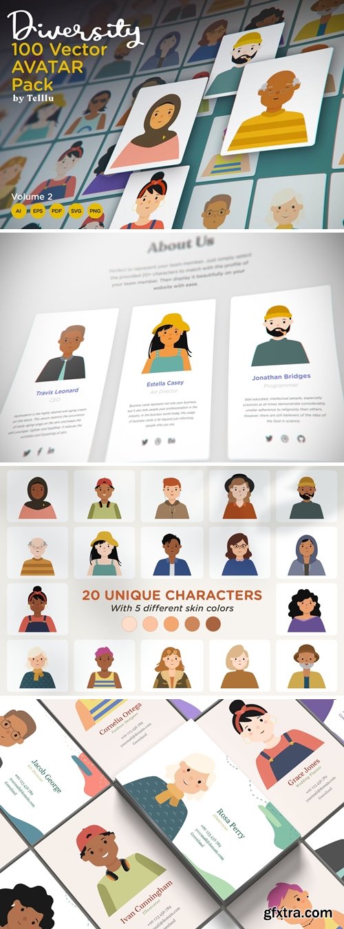 Diversity 100 Vector Avatar Pack v.02