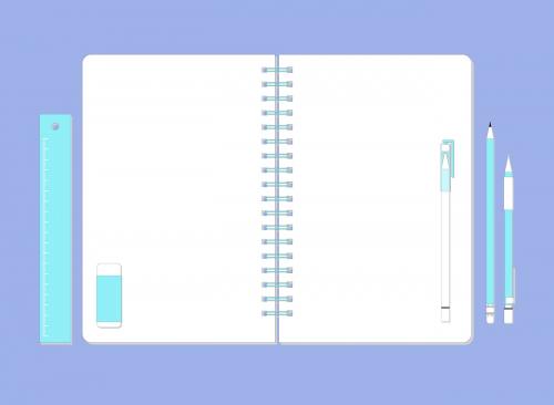 Set of stationery on workspace illustration - 464007