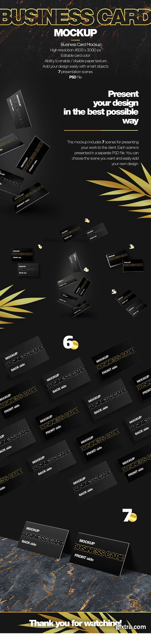 7 Scenes of Business Card PSD Mockups