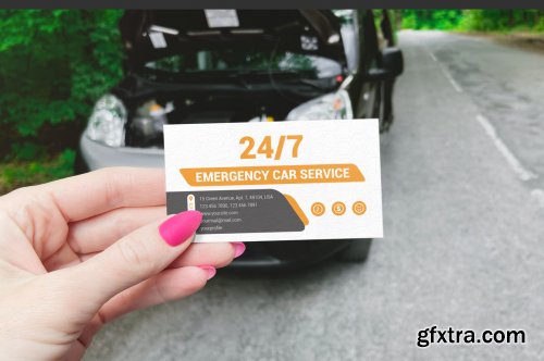 Business Card Car Scene Mockup