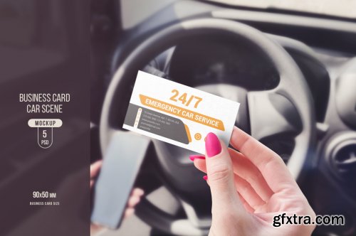 Business Card Car Scene Mockup