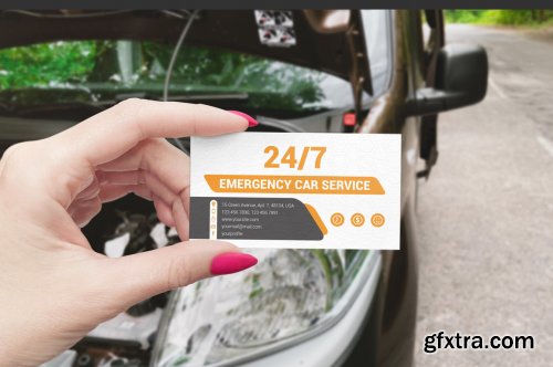 Business Card Car Scene Mockup