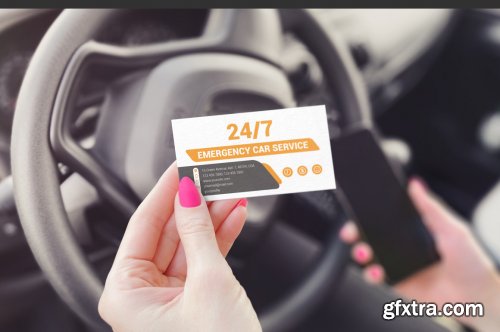 Business Card Car Scene Mockup