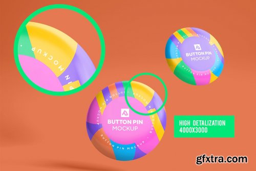 CreativeMarket - Glossy Circle Button Pin Badge Mockup Set 5000076