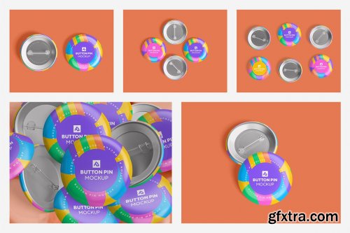 CreativeMarket - Glossy Circle Button Pin Badge Mockup Set 5000076