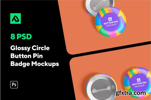 CreativeMarket - Glossy Circle Button Pin Badge Mockup Set 5000076