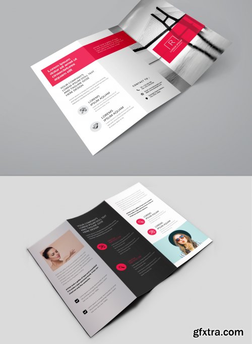 Corporte Business Trifold Brochure Layout with Red Accents 354420142