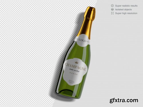 Realistic isometric variety of champagne bottles mockup template