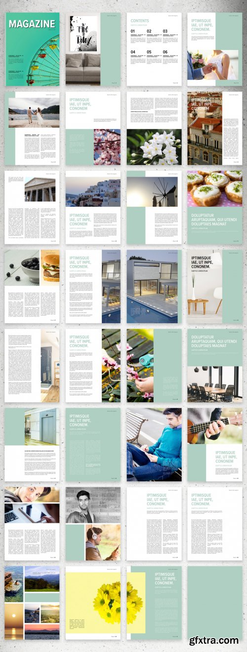 Fresh Digital Magazine Layout with Mint Accents 354666955