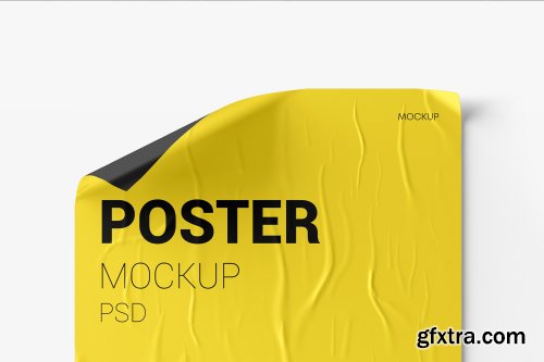 Crumpled Poster Mockup Set