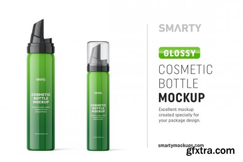 CreativeMarket - Glossy cosmetic bottle mockup 4855592