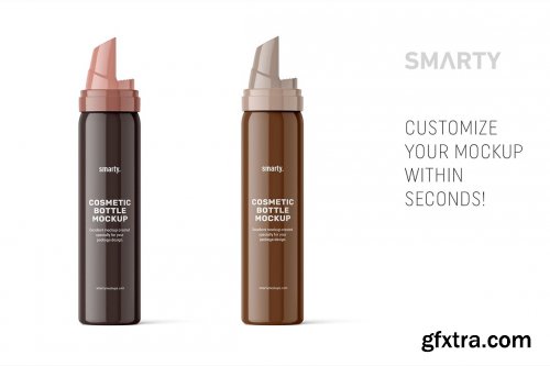 CreativeMarket - Glossy cosmetic bottle mockup 4855592