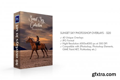 CreativeMarket - Sunset Sky Photoshop Overlays 4740631