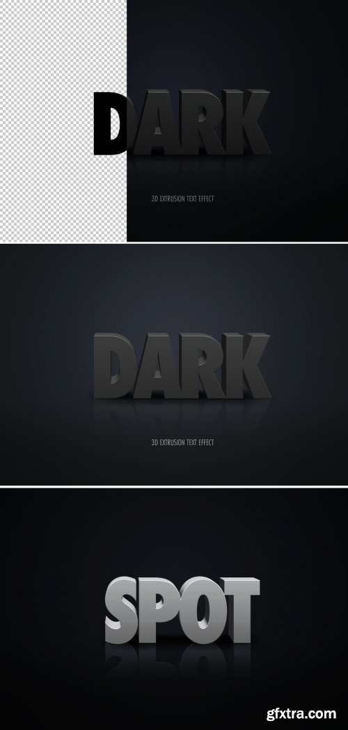 Dark Black 3D Extrusion Text Effect Mockup 356194598